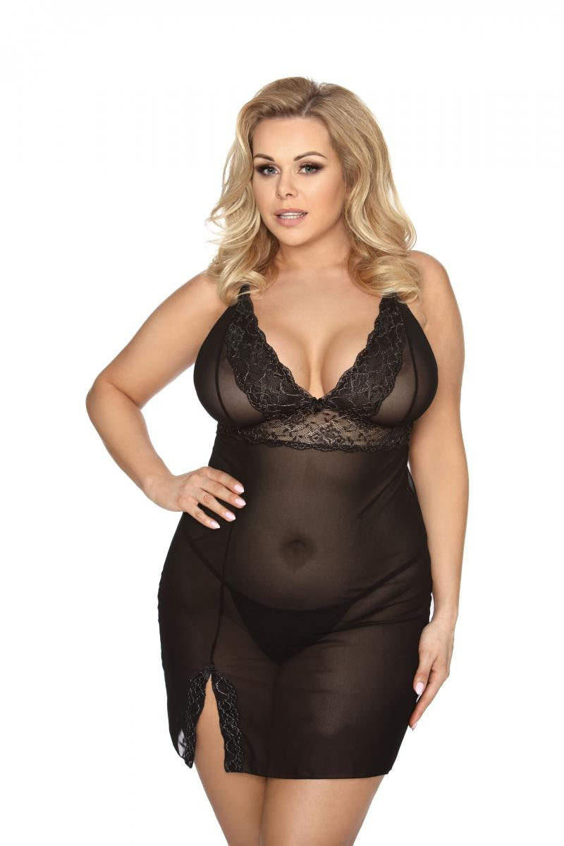 schwarzes Negligee AA052175 von Anais Apparel Plus Size schwarzes Negligee AA052175 von Anais Apparel Plus Size